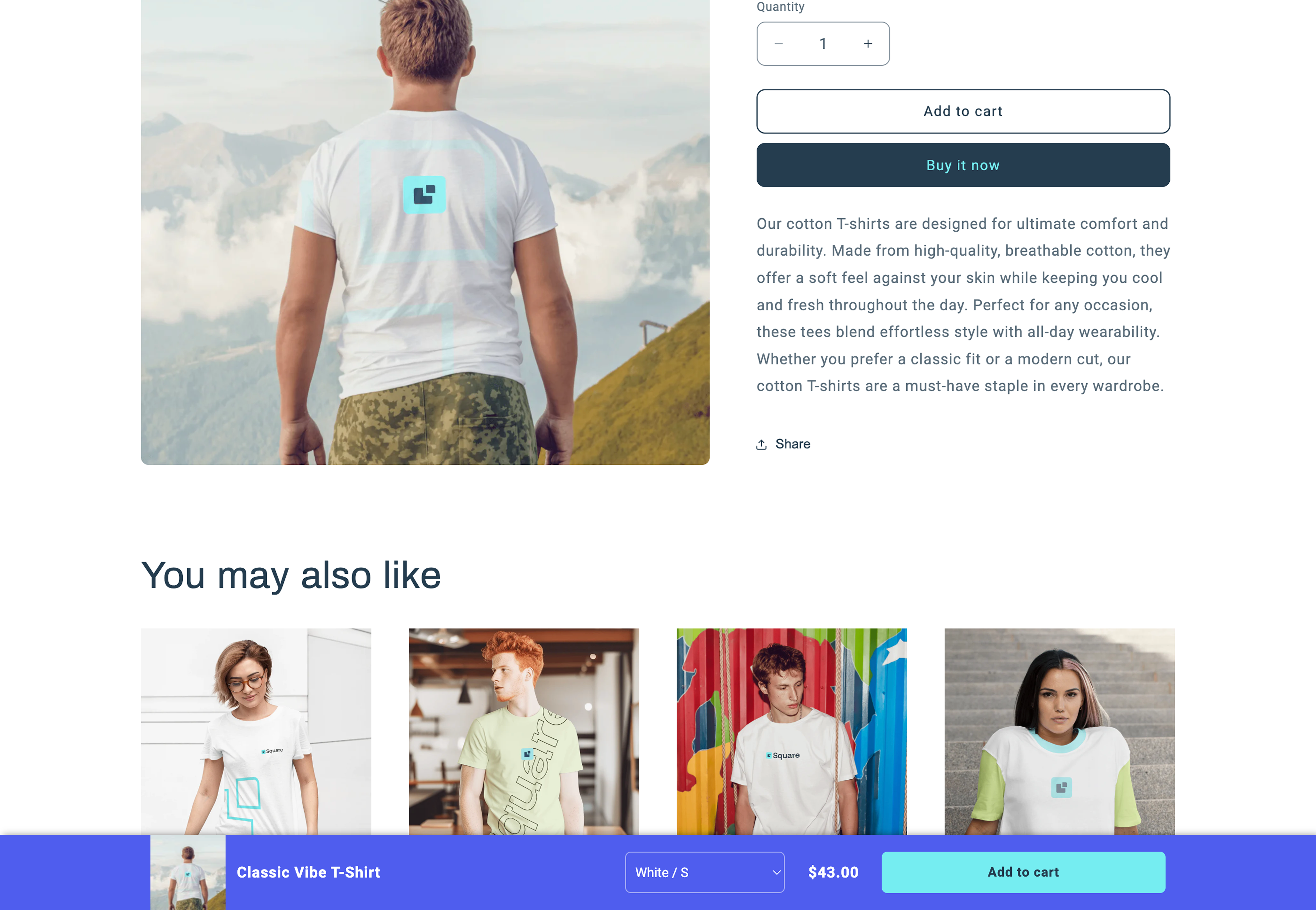 Square Sticky Add to Cart demo store